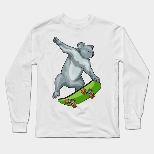 Koala Skater Skateboard Sports Long Sleeve T-Shirt by Markus Schnabel